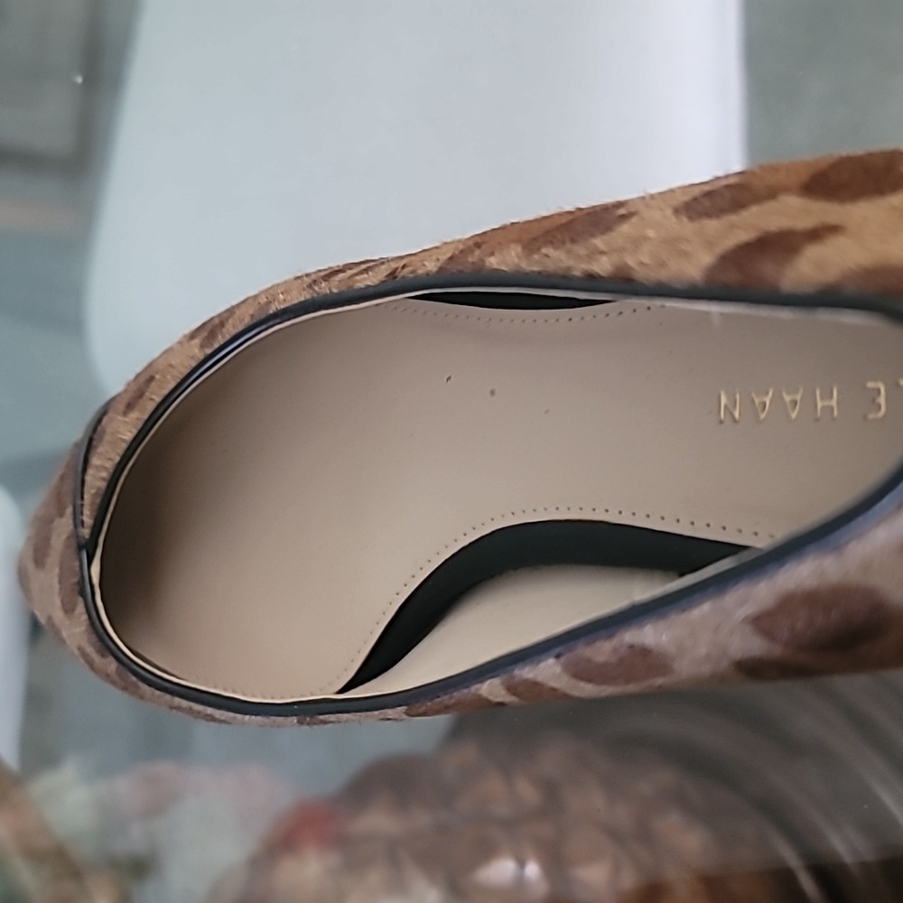 Cole Haan Women's Shoes 7B Brown Tan Leopard Skimmer Flat Leather Point Toe - Picture 6 of 12
